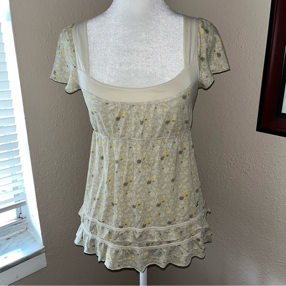 Hollister Tops - Vintage Y2K Hollister 2000s Floral Square Neck Babydoll Top